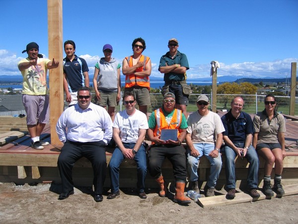 Council officers Dylan Tahau, John Ridd and Stu Hallet with the Tauira Kaitiaki Taiao cadets